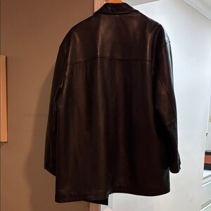 Roundtree & Yorke Black Leather Military Jacket